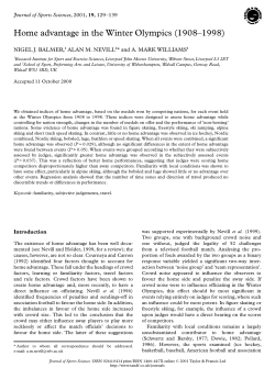 Home advantage in the Winter Olympics (1908-1998)