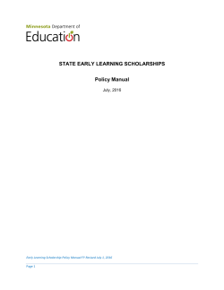 Early Learning Scholarship Manual