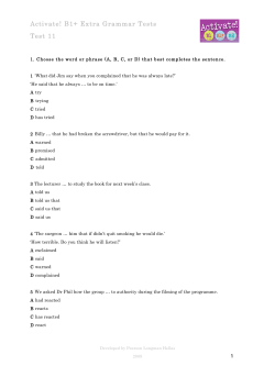 Activate! B1+ Extra Grammar Tests Test 11