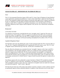 CLEAN WATER ACT &ndash; DEFINITION OF &ldquo;WATERS OF THE US&rdquo;