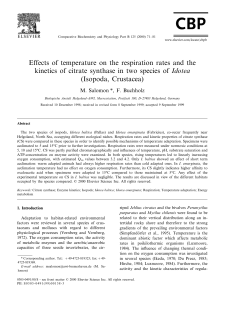 Effects of temperature on the respiration rates and the kinetics of