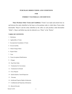 PURCHASE ORDER TERMS AND CONDITIONS FOR INDIRECT