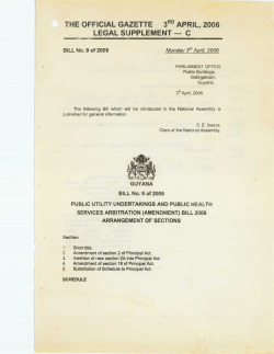 Bill no.9 2006 - Parliament of Guyana