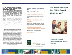 The Affordable Care Act: What Does It Mean for Me?