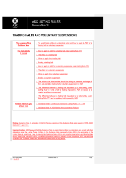 TRADING HALTS AND VOLUNTARY SUSPENSIONS