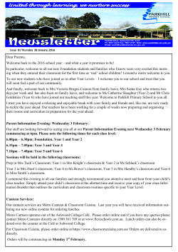 Issue 1 Newsletter - Parkhill Primary School