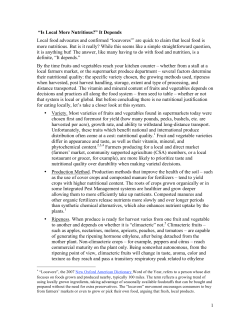 1 “Is Local More Nutritious?” It Depends Local food advocates and