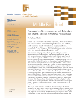 Middle East Brief 4 "Conservatives, Neoconservatives and