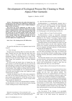 Development of Ecological Process Dry Cleaning to Wash Alpaca