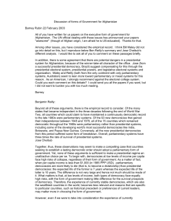 Discussion of forms of Government for Afghanistan