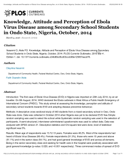 Knowledge, Attitude and Perception of Ebola Virus