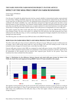 EFFECT OF THE MILK PRICE DROP ON FARM BUSINESSES