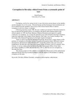 Corruption in Slovakia: ethical issues from a systematic point