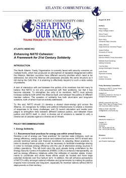 Enhancing NATO Cohesion: A Framework for 21st Century Solidarity