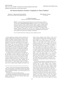 Do Parents Reinforce Somatic Complaints in Their Children?
