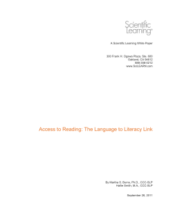 Access to Reading: The Language to Literacy Link