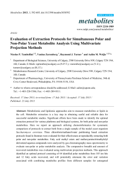 Evaluation of Extraction Protocols for Simultaneous Polar and Non