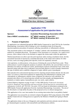 Application 1176r &ndash; Assessment of application for joint injection items