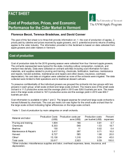 Cost of Production, Prices, and Economic Performance for the Cider