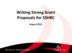 Writing Strong Grant Proposals for SSHRC