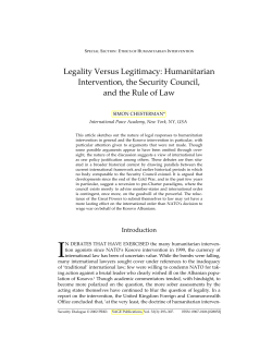 Legality Versus Legitimacy: Humanitarian Intervention, the Security