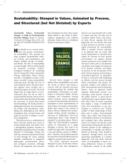 Sustainability: Steeped in Values, Animated by Process, and