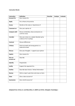 Instruction Words Instruction Definition Describe Analyse Evaluate