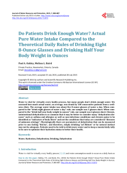 Do Patients Drink Enough Water? Actual Pure Water Intake