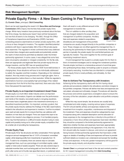 Private Equity Firms &ndash; A New Dawn Coming In Fee Transparency