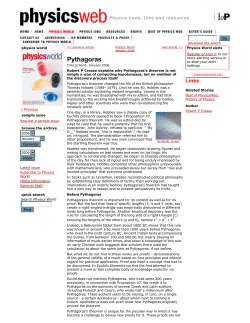 Pythagoras (January 2006) - Physics World