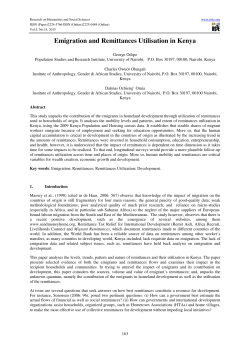 Emigration and Remittances Utilisation in Kenya