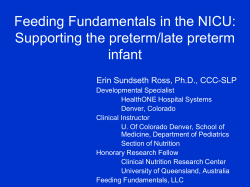 Feeding Fundamentals in the NICU: Supporting the preterm/late