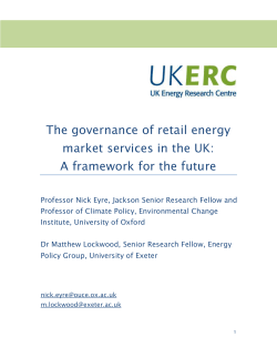 The governance of retail energy market services in the UK: A