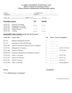 CLARION UNIVERSITY OF PENNSYLVANIA Master of Science in