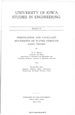Percolation and capillary movements of water through sand prisms