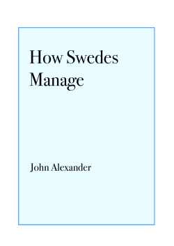How Swedes Manage - John Alexander Sweden