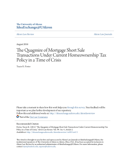 The Quagmire of Mortgage Short Sale Transactions Under Current
