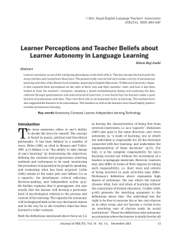Learner Perceptions and Teacher Beliefs about Learner Autonomy