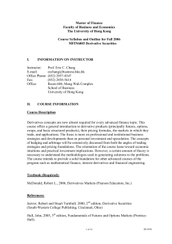 Master of Finance Faculty of Business and Economics The