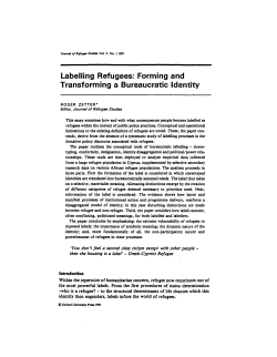 Labelling Refugees: Forming and Transforming a Bureaucratic Identity