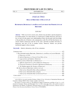 RETHINKING DEMOCRACY AND RULE OF LAW FROM THE