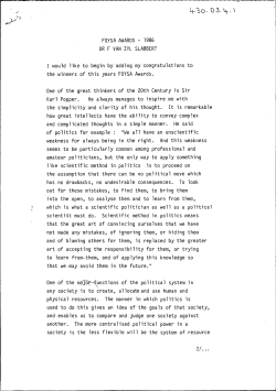 FO,YSAA\~ARDS - 1986 DR F VAN ZYL SLABBERT I would like to