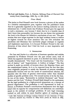 Review of On Law and Justice by Paul A. Freund