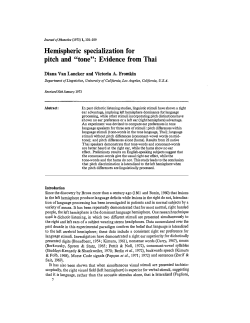 Hemispheric specialization for pitch and "tone"