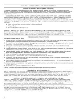 maytag&reg; dishwasher limited warranty
