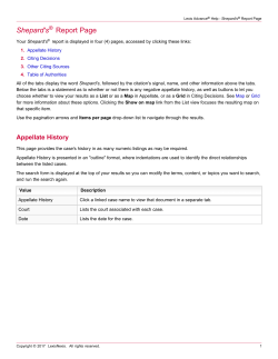 Shepard`s Report Page