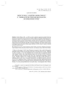 HOW TO SELL A POETRY BOOK TWICE? C. TRIBRACHI