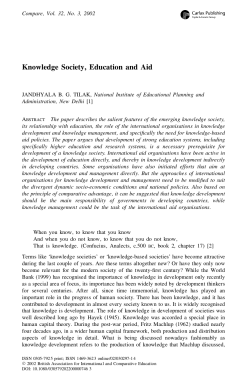 Knowledge Society, Education and Aid