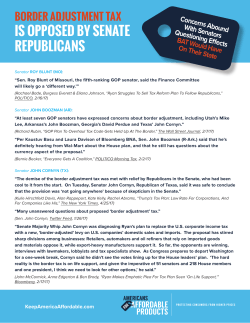 Border Adjustment Tax Is Opposed By Senate Republicans