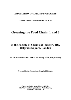 Greening the Food Chain, 1 and 2 - Association of Applied Biologists